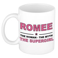 Naam cadeau mok/ beker Romee The woman, The myth the supergirl 300 ml - Naam mokken - thumbnail