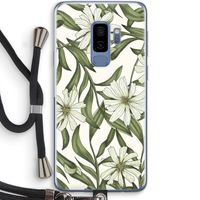 Wit bloemenpatroon: Samsung Galaxy S9 Plus Transparant Hoesje met koord
