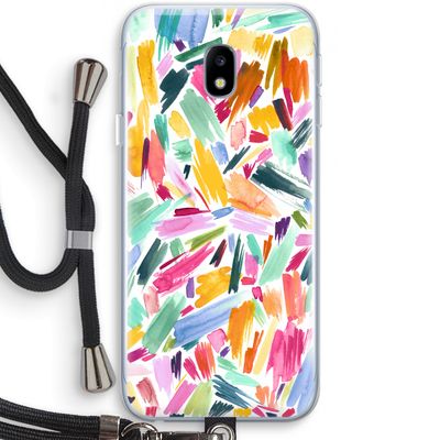 Watercolor Brushstrokes: Samsung Galaxy J3 (2017) Transparant Hoesje met koord