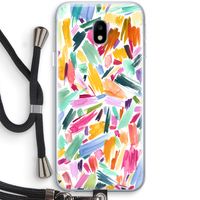 Watercolor Brushstrokes: Samsung Galaxy J3 (2017) Transparant Hoesje met koord