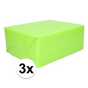 3x Cadeaupapier lime groen 200 cm   -