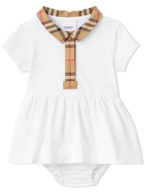 Burberry Kids robe-short bloomer en piqué à bords contrastants - Blanc