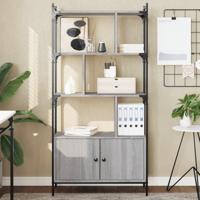 Boekenkast met deuren 76,5x30x154,5 cm hout grijs sonoma eiken - thumbnail