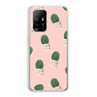 Cactusprint roze: Oppo A95 5G Transparant Hoesje