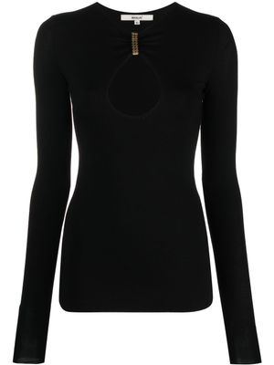 MANURI t-shirt à manches longues et découpe - Noir