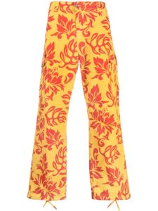 ERL pantalon cargo à fleurs - Orange