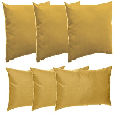 Bank/sier/tuin kussens voor binnen/buiten set 6x stuks mosterd geel 40 x 40 cm en 30 x 50 cm
