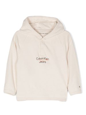Calvin Klein Kids hoodie en coton à logo imprimé - Tons neutres