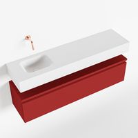 Toiletmeubel Mondiaz Andor | 120 cm | Meubelkleur Fire | Lex vrijhangend wastafel Talc Links | Zonder kraangat