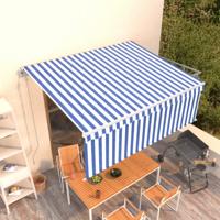 Luifel automatisch uittrekbaar met rolgordijn 4,5x3 m blauw wit