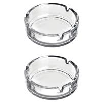 Asbak - 2x - transparant - 11 cm - glas - rond