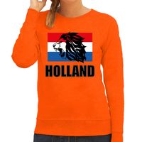 Oranje fan sweater / trui Holland met leeuw en vlag EK/ WK voor dames - thumbnail