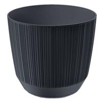 Prosperplast Plantenpot - stripe - antraciet grijs - D13xH11 cm