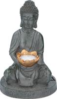 Grundig Boeddha Beeld met Solarlamp LED Aan-Uitknop Brandduur 6-8 Uur 17x16x27cm - thumbnail