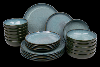 24 delige serviesset - 6 persoons - Evora - groen - Portugees stoneware