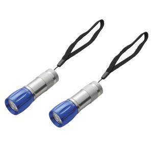 Survival zaklamp LED - 2x - blauw - compact - preppen/outdoor/kamperen