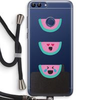 Smiley watermeloen: Huawei P Smart (2018) Transparant Hoesje met koord