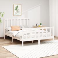 Bedframe zonder matras massief grenenhout wit 160x200 cm