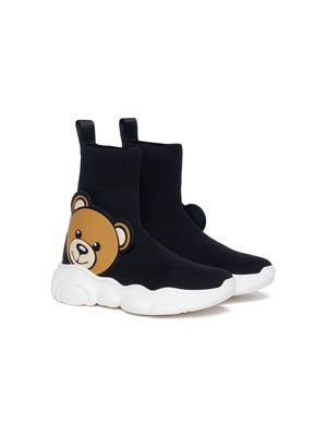 Moschino Kids baskets chaussettes à patch Teddy - Noir