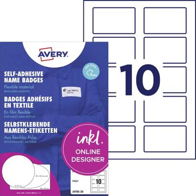 Avery-Zweckform J4785-20 Naamplaatje Kennzeichnungsetiketten (b x h) 80 mm x 50 mm 200 stuk(s)