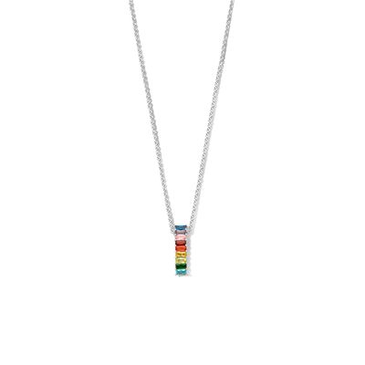 Ketting Rainbow zilver-zirconia meerkleurig 45-50 cm