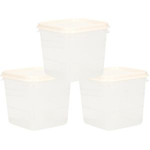 Voorraad/vershoudbakjes - 3x -transparant/wit - kunststof - 0,3 liter - 11 x 9 cm