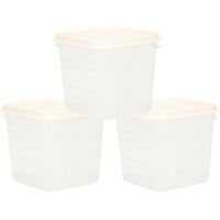 Voorraad/vershoudbakjes - 3x -transparant/wit - kunststof - 0,3 liter - 11 x 9 cm