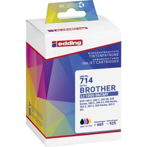 Edding Inktcartridge vervangt Brother LC-1000BKCMY Compatibel Combipack Zwart, Cyaan, Magenta, Geel EDD-714 18-714