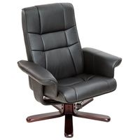 tectake TV Fauteuil - Relaxstoel met Kruk - Zwart - thumbnail