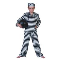 Carnaval verkleedkleding Gestreept boevenpak - voor kinderen - zwart/wit - Boef/crimineel/gevangene