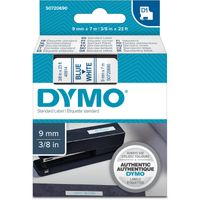 Dymo D1 standaardlabels blauw op wit, 9 mm x 7 m printlint