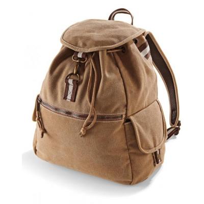 Quadra Vintage Canvas Rugzak - Kaki - 18 liter - 36 x 30 x 16 cm - Schooltas - rugtas
