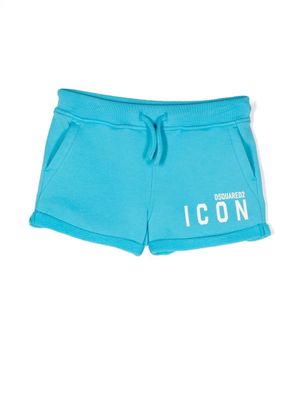 DSQUARED2 KIDS short de sport en jersey à logo imprimé - Bleu