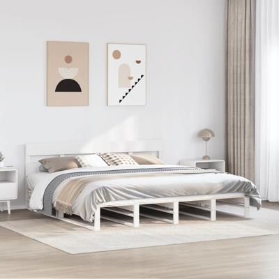 Bedframe zonder matras massief grenenhout wit 200x200 cm