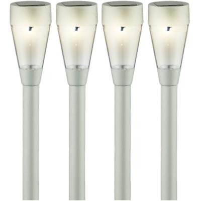 Lumineo Solar tuinlamp - 6x - prikspot - zilver - op zonne-energie - 32 cm - tuinverlichting