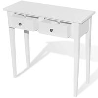 The Living Store Tafel - Woonkamer Meubel - 79x30x74 cm - Wit MDF en Grenenhout - thumbnail