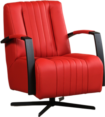 Rode leren industriële draaifauteuil Galaxy - staal zwart frame met stervoet - Toledo Leer Ducati (rood leer)