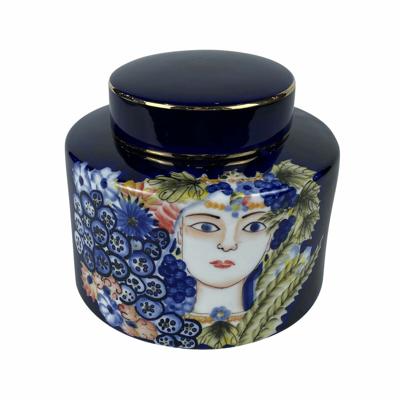 Vaas DKD Home Decor Gezicht Porselein Blauw Multicolour 17 x 17 x 16 cm