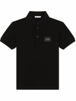 Dolce & Gabbana Kids polo en piqué à patch logo - Noir