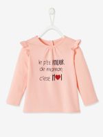 Oeko-Tex® baby T-shirt met lange mouwen en ruches poederroze