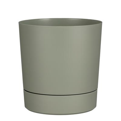 Mica Decorations Bloempot Coco - met onderschaal - olijfgroen - H40 x D38 cm - kunststof