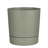 Mica Decorations Bloempot Coco - met onderschaal - olijfgroen - H40 x D38 cm - kunststof