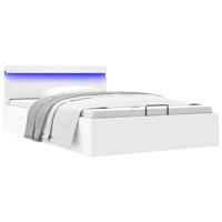 Bedframe met opslag hydraulisch LED kunstleer wit 120x200 cm