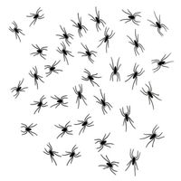 Chaks nep spinnen/spinnetjes 4 x 2 cm - zwart - 50x stuks - Horror/griezel thema decoratie beestjes   - - thumbnail
