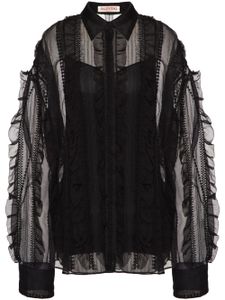 Valentino Garavani chemise en organza à broderies - Noir