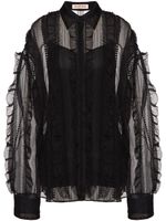 Valentino Garavani chemise en organza à broderies - Noir