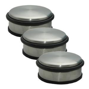 Deurstopper - Set van 3x stuks - RVS - rond - 11,5 x 6 cm - deurstop - 1,1 kg - zilverkleurig