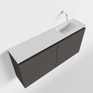 MONDIAZ TURE 100cm toiletmeubel dark grey. EDEN wastafel talc rechts geen kraangat