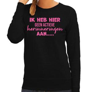 Apres ski sweater dames - geen actieve herinnering - zwart - glitter roze - wintersport - skieen