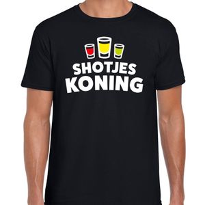 Shotjes Koning drank fun t-shirt zwart voor heren